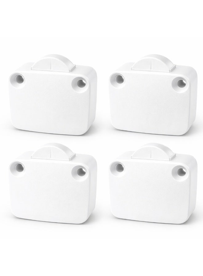 Cabinet Door Push Button Switch 2A — White (Pack of 4)