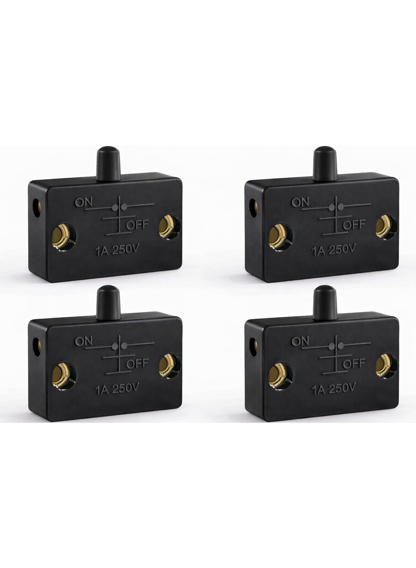 Cabinet Door Push Button Switch 1A — Black (Pack of 4)